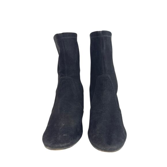 Stuart Weitzman Yuliana Women's Black Suede Block Heels Ankle Sock Boots US  6.5 - Picture 2 of 7